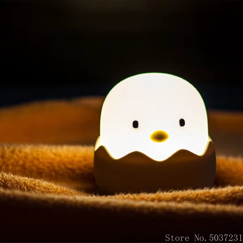 Led Kids Night Lights Eggshell Chicken Night Light Night Feeding Light Tumbler Cartoon Bedside USB Charging Silicone Night Light
