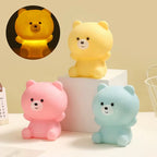 LED Night Light Decompression Silicone Lamp Touch Control RGB Mood Night Lamp for Children Cute Bear LED Vinyl Tapping Light