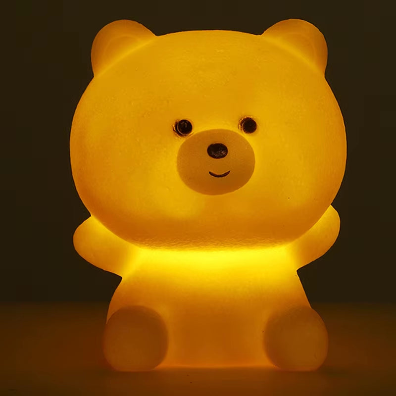 LED Night Light Decompression Silicone Lamp Touch Control RGB Mood Night Lamp for Children Cute Bear LED Vinyl Tapping Light