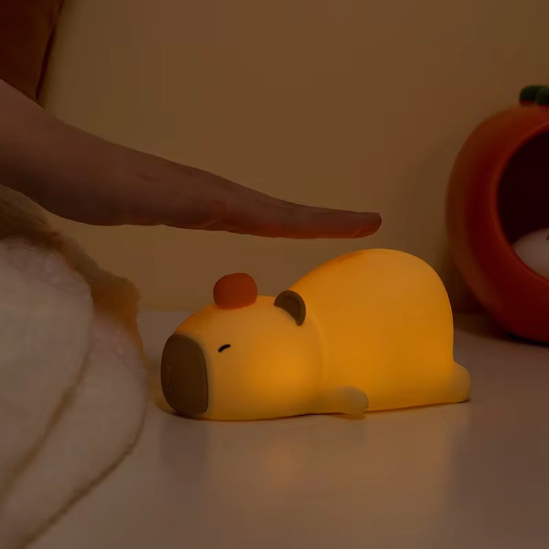Capybara LED Cute Silicone Night Light USB Charging Timed Dimming Touch Sensor Children Room Night Decoration Sleep Night Light