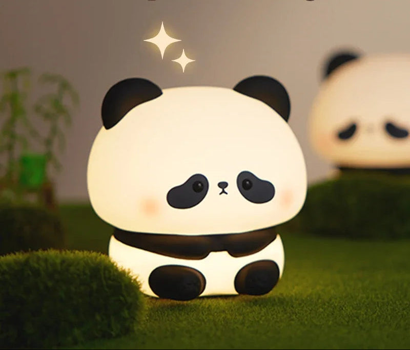 Cute Panda LED Night Light, Silicone Night Light, USB Rechargeable, Touch Night Lamp, Bedroom Timing Lamp Decoration, Children'S