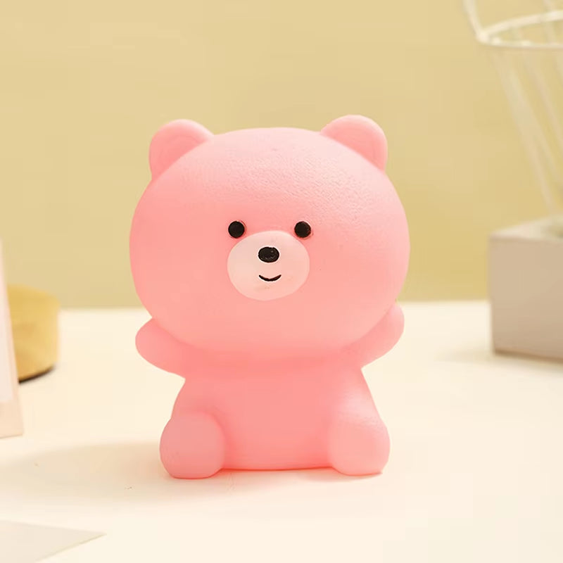 LED Night Light Decompression Silicone Lamp Touch Control RGB Mood Night Lamp for Children Cute Bear LED Vinyl Tapping Light