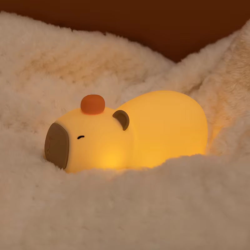 Capybara LED Cute Silicone Night Light USB Charging Timed Dimming Touch Sensor Children Room Night Decoration Sleep Night Light