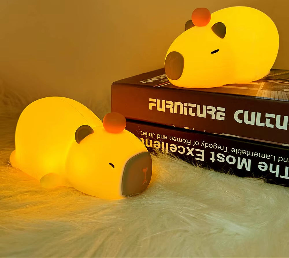 Capybara LED Cute Silicone Night Light USB Charging Timed Dimming Touch Sensor Children Room Night Decoration Sleep Night Light