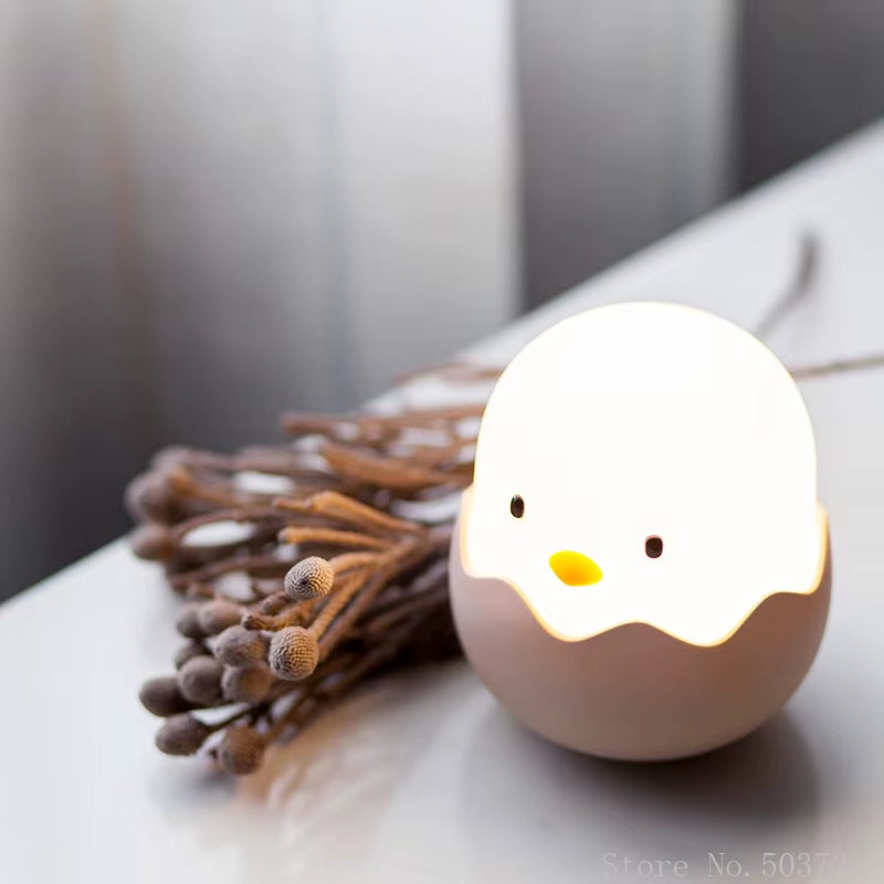 Led Kids Night Lights Eggshell Chicken Night Light Night Feeding Light Tumbler Cartoon Bedside USB Charging Silicone Night Light