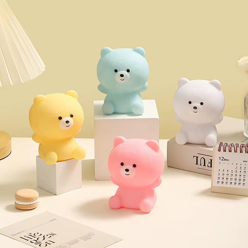LED Night Light Decompression Silicone Lamp Touch Control RGB Mood Night Lamp for Children Cute Bear LED Vinyl Tapping Light